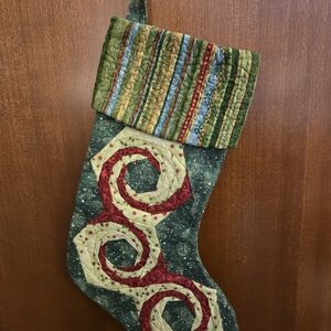 Quilted Holiday Stocking with Spiral Design